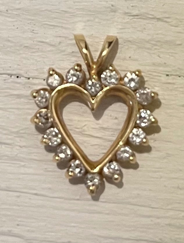 14k Gold and Diamond Heart Pendant