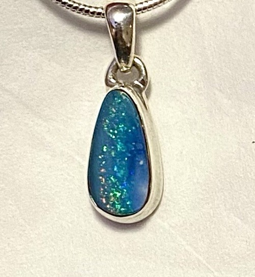Natural Australian Opal Pendant 7/8” 925 Sterling Silver 🌹