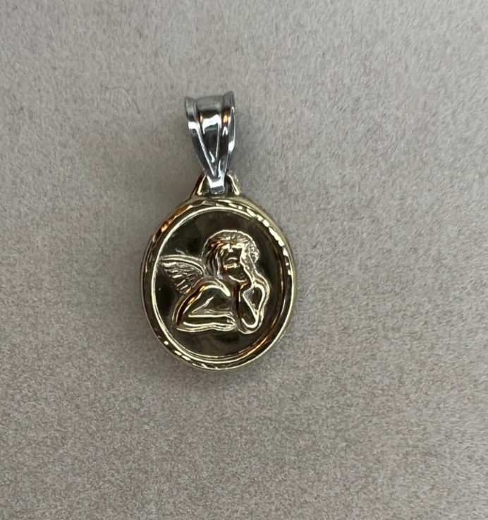 Michael Anthony Raphael 10 K & 925 Reversible Cherub Angel Pendant NIP