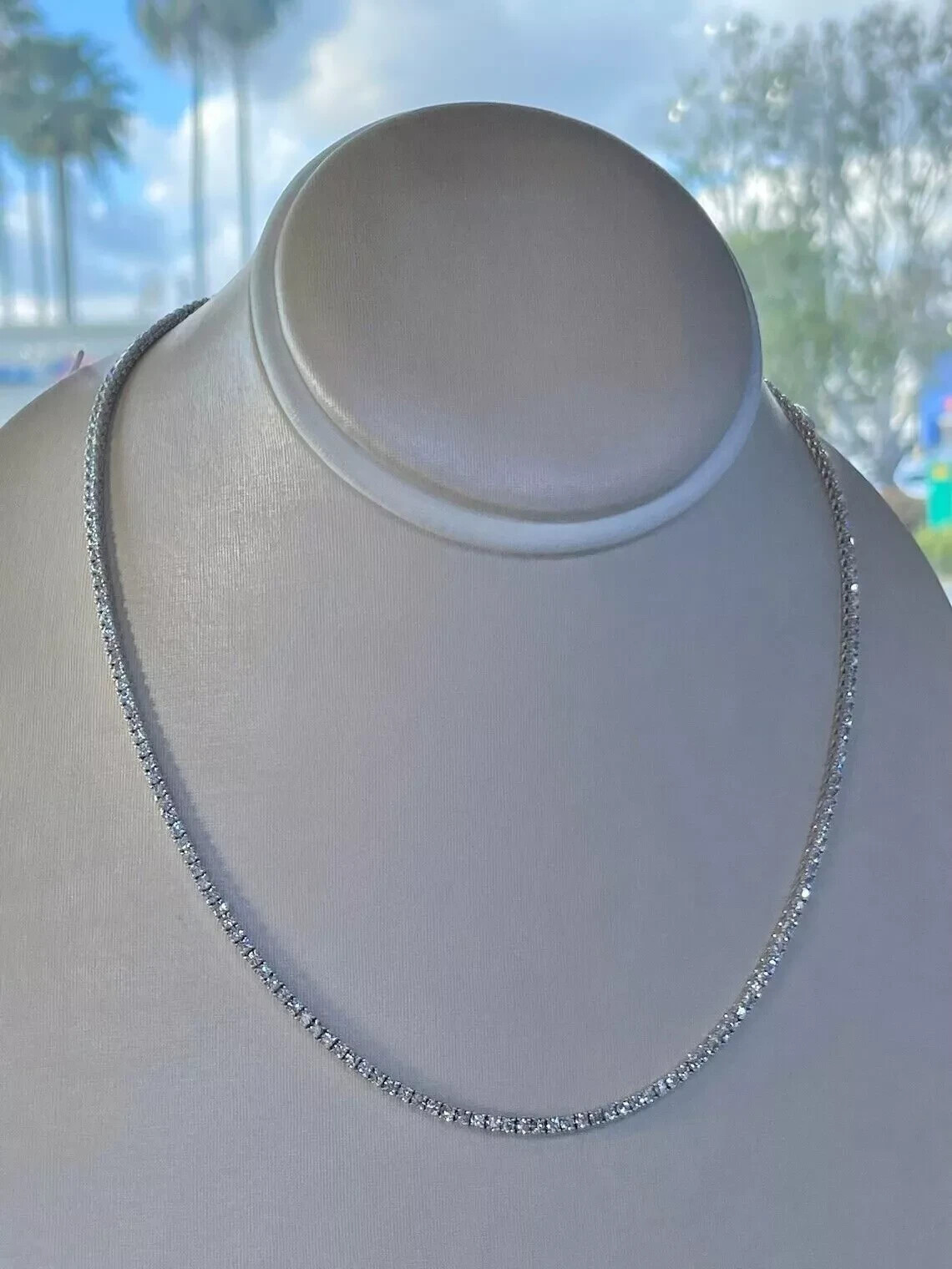 7.00 Ct Lab Grown D VS Diamond Set Women Tennis Necklace In 14k White Gold 16”