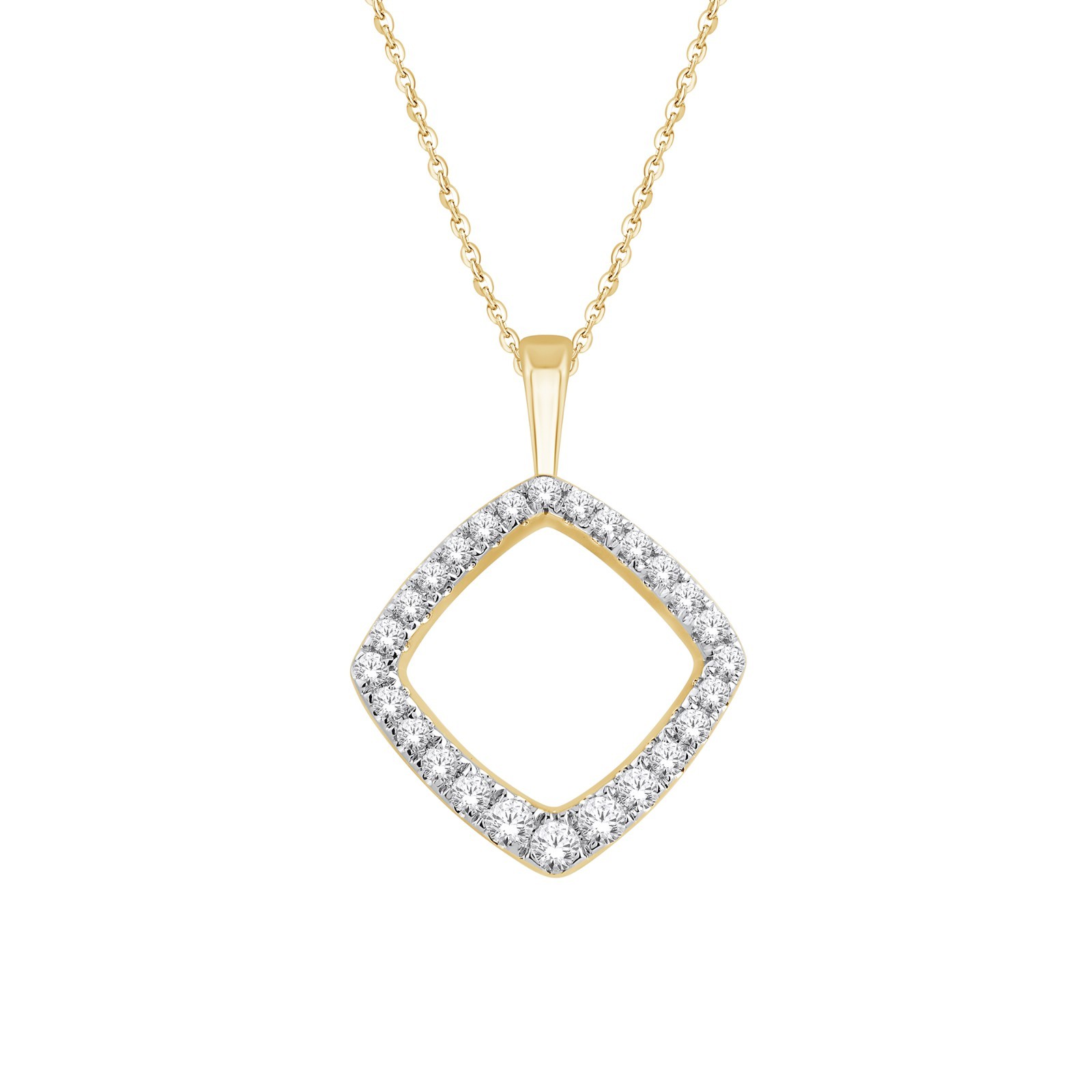 Gift Her 0.25 Ct Round Lab Grown Diamond Square-Shaped Open Pendant 925 Silver