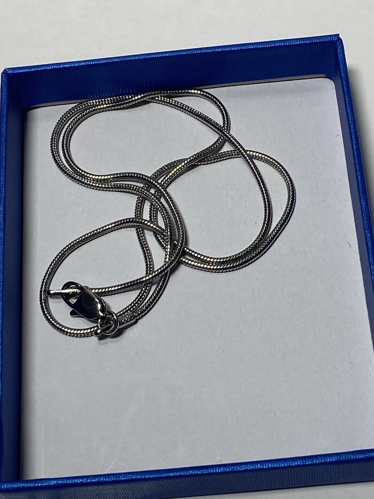 Silver Snake Chain Necklace, marked 925, Lobster Clasp 20”long