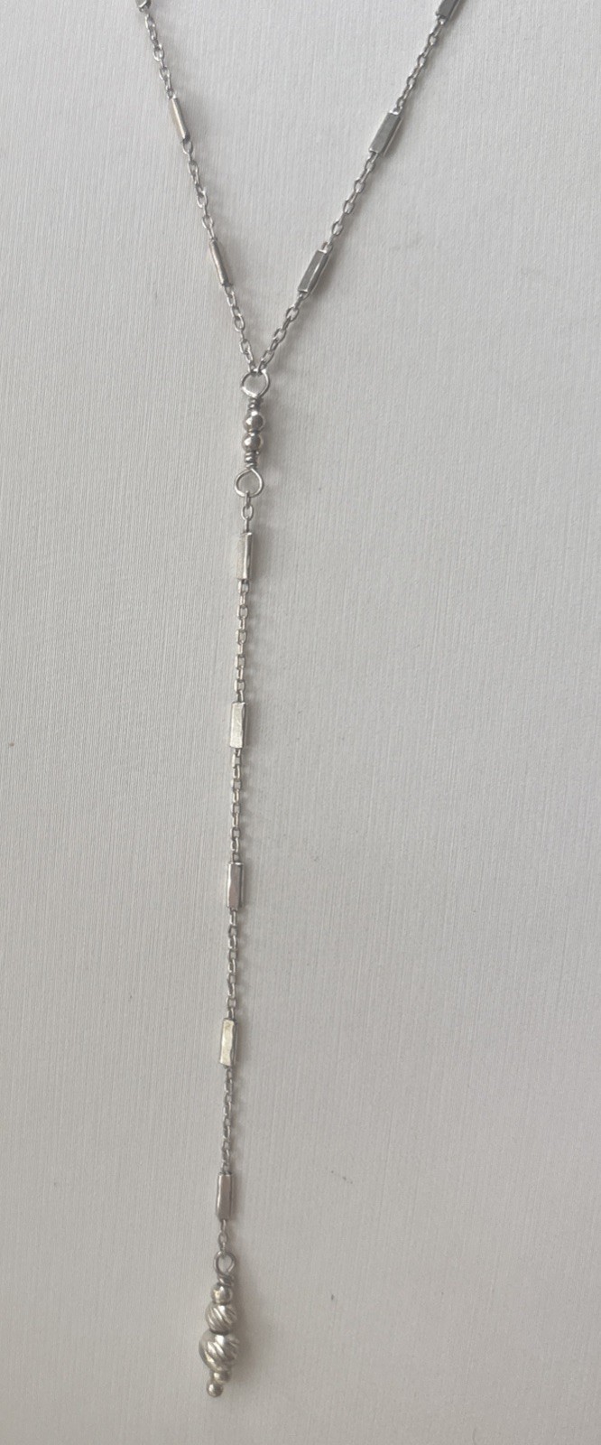 Sterling Silver 925 Y Drop Lariat Ball Unique Necklace 18”-20”