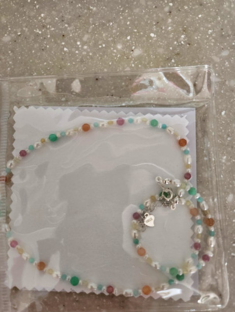 Delicate Pearl Beaded Choker Necklace 925 Silver Clasp Multi-Color Gemstone