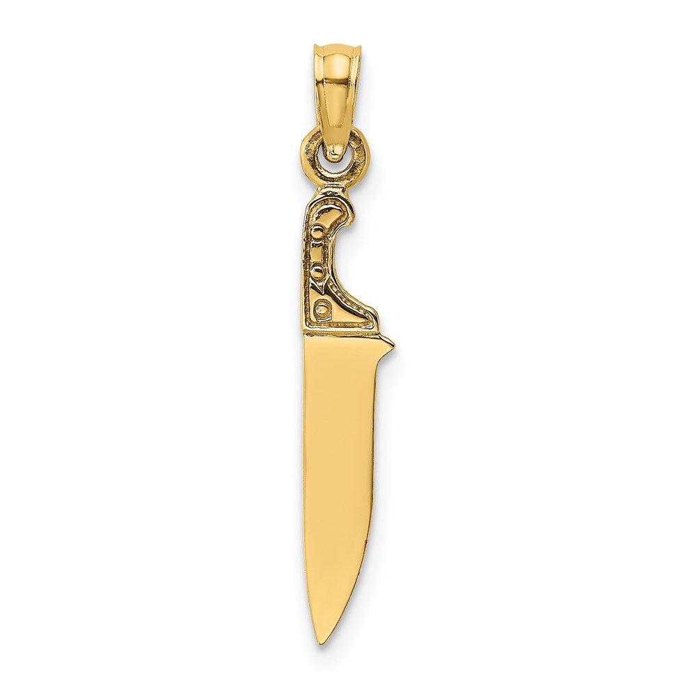 14k Yellow Gold 3-D Butcher Knife Charm Pendant 0.6gm L-0.79 in,W-0.17 in