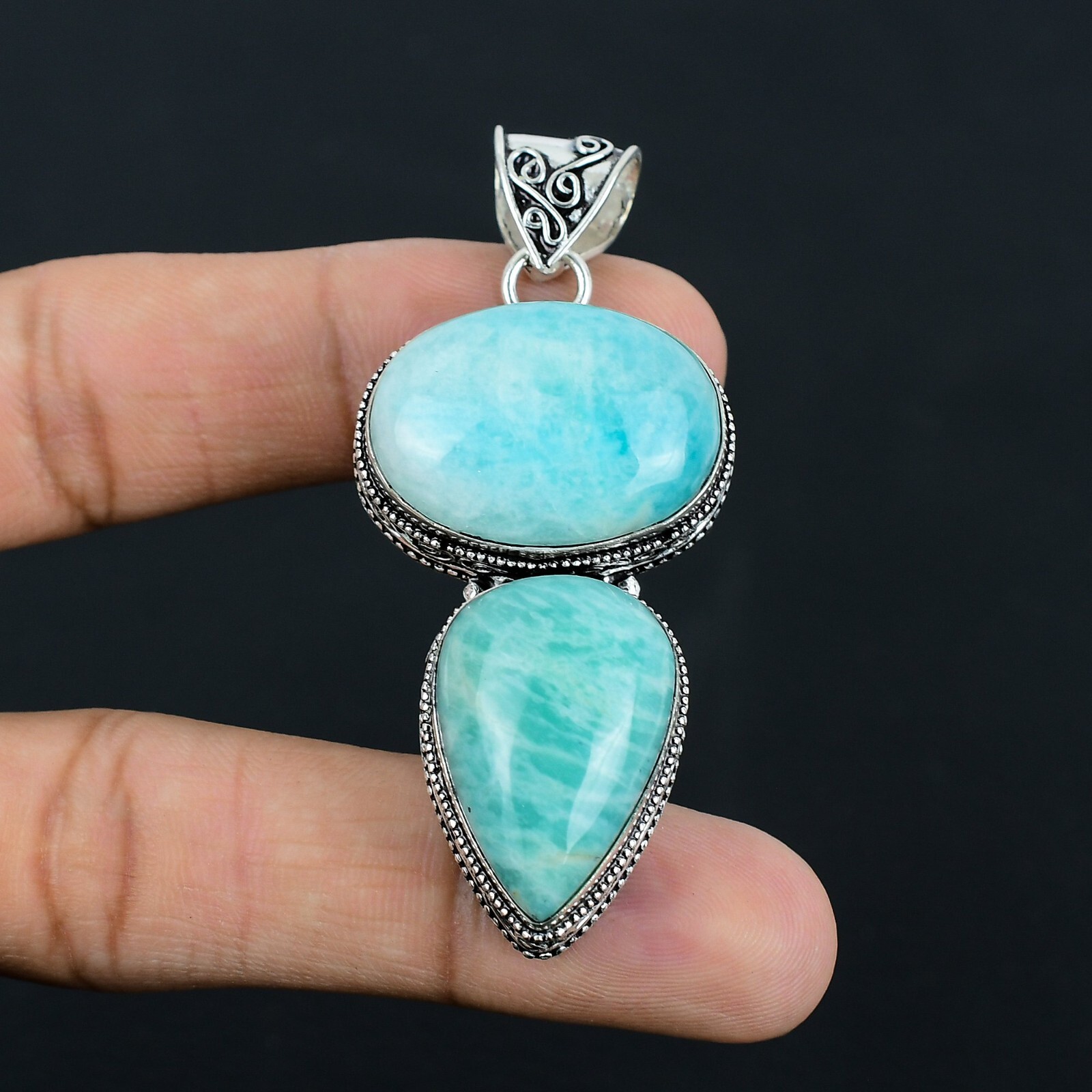 Amazonite Gemstone Handmade 925 Sterling Silver Jewelry Pendant For Gift,S