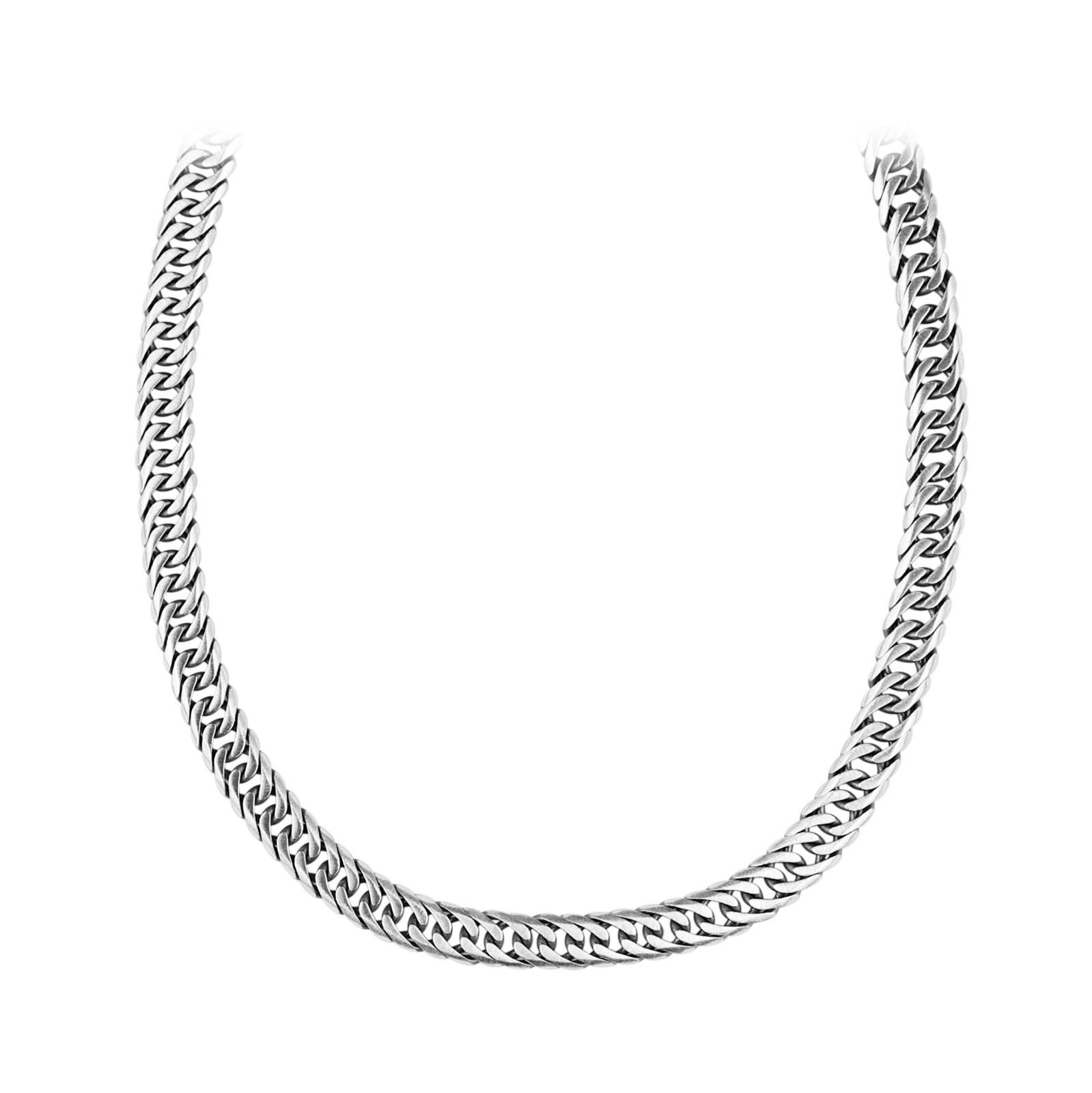 Solid Silver Men Cuban Curb Necklace, Thick Cuban Gourmet Necklace