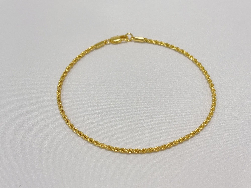 14K Yellow Gold Diamond Cut Rope 2mm-10mm Chain Link Bracelet 7″ 7.5″ 8″ 8.5″ 9″