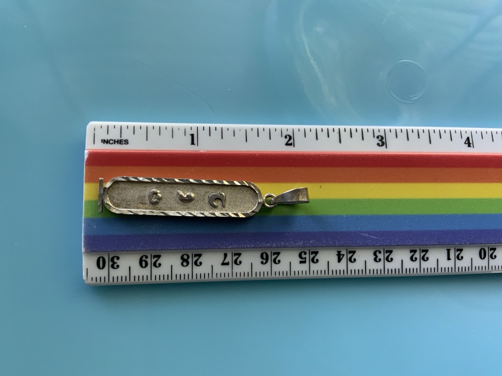 Sterling Silver Egyptian Bar Cartouche Pendant 925 Name June 3.1g