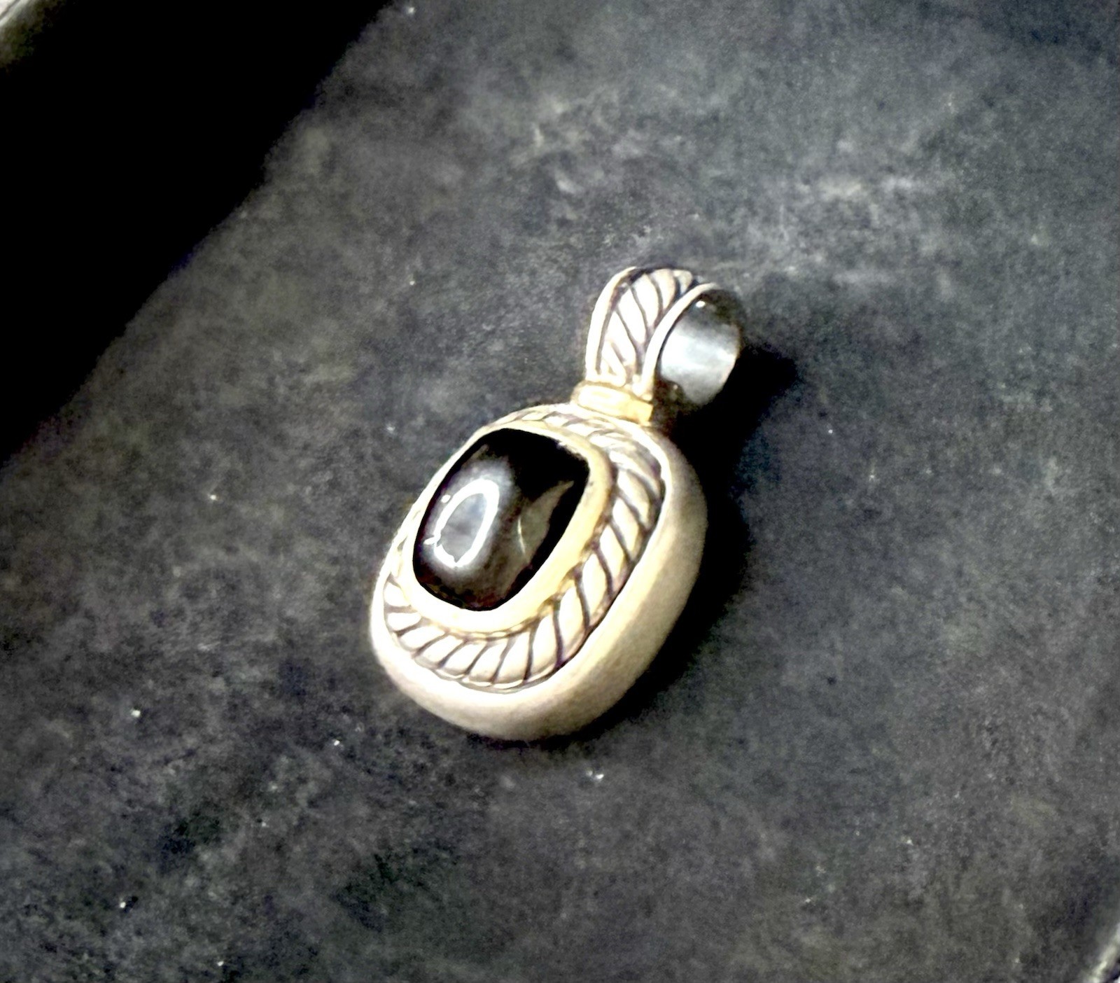 David Yurman 925 Sterling Silver 14K Gold Black Onyx Pendant