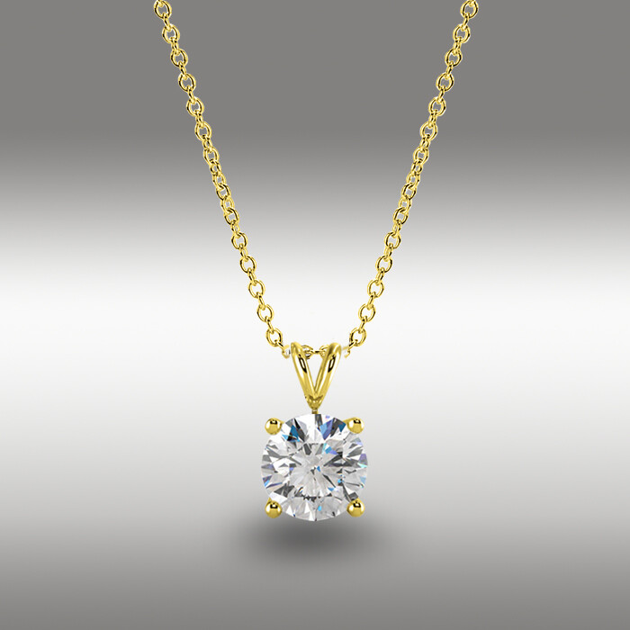 1 Ct Round Brilliant Cut GRA MOISSANITE 16+2″ Solid 14k Yellow Gold Necklace NEW