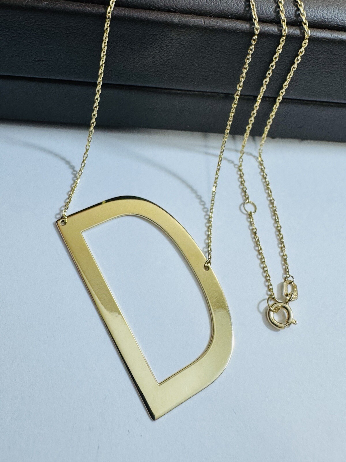 RARE 18K 750 Gold Letter D initial Necklace 16.5/17.5” Long 1mm 4.4g