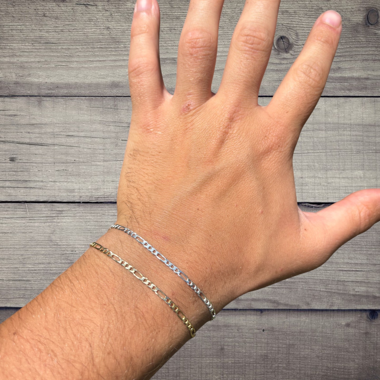 2.5mm Figaro Bracelet Link – Real Solid 925 Sterling Silver Or 14k Gold Vermeil