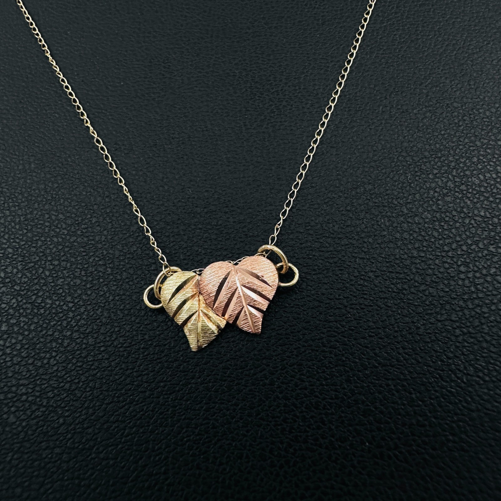 Solid 10K Multi-Tone Gold Black Hills Leaf Slider Pendant / Bracelet Attachment