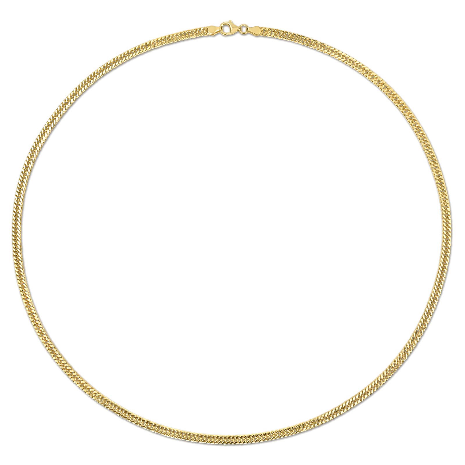 Amour Yellow Plated Sterling Silver Double Curb Link Chain 24″ Necklace