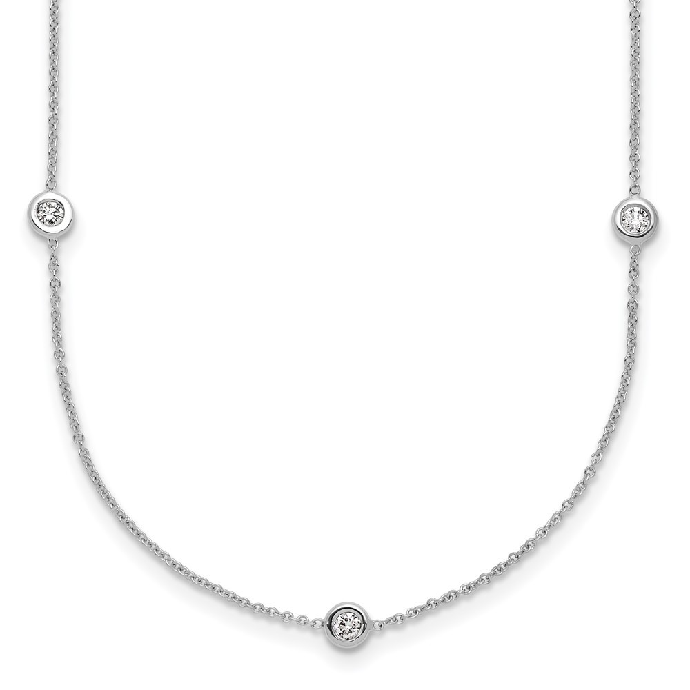 18K White Gold Diamond Stations Necklace 18″ 2.58gram Perfect Gift for Her