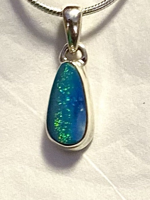 Natural Australian Opal Pendant 7/8” 925 Sterling Silver 🌹