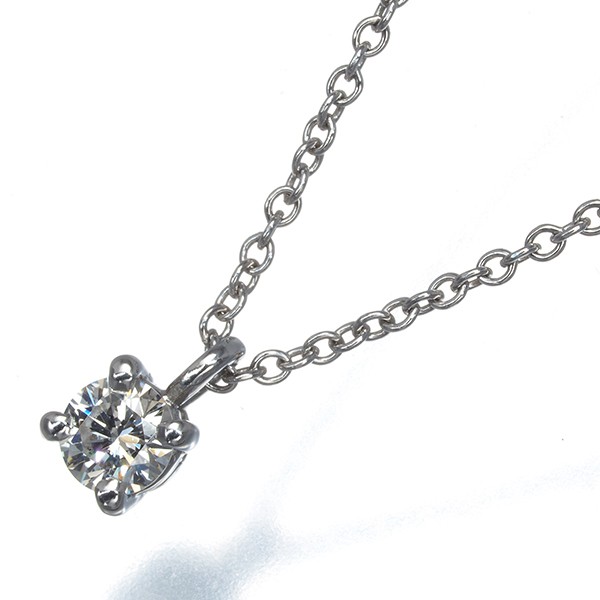 Auth Tiffany&Co. Necklace Diamond 0.17ct Solitaire 950 Platinum