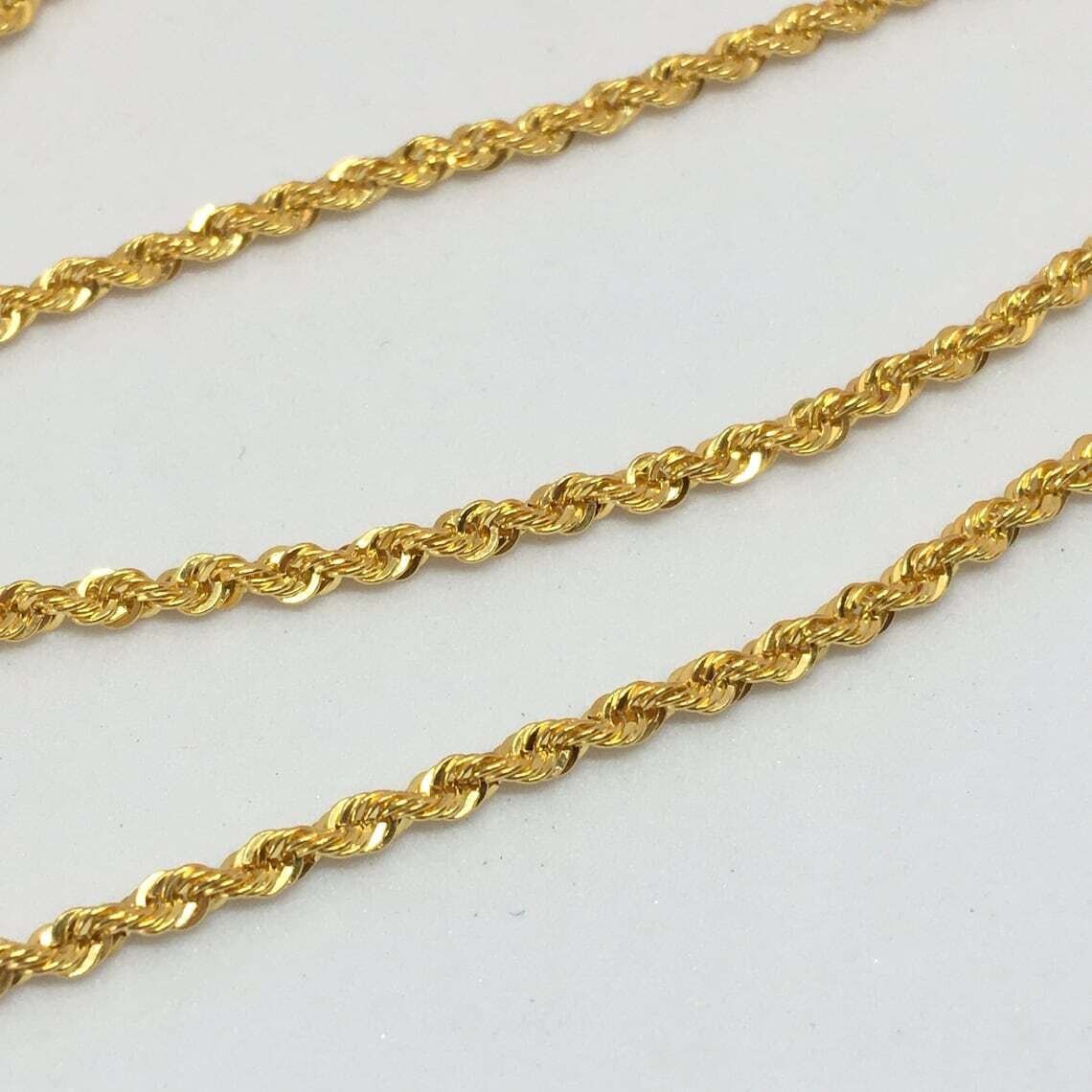 18K Solid Gold Rope Chain Necklace Men Women – Genuine 18k Gold – All Sizes