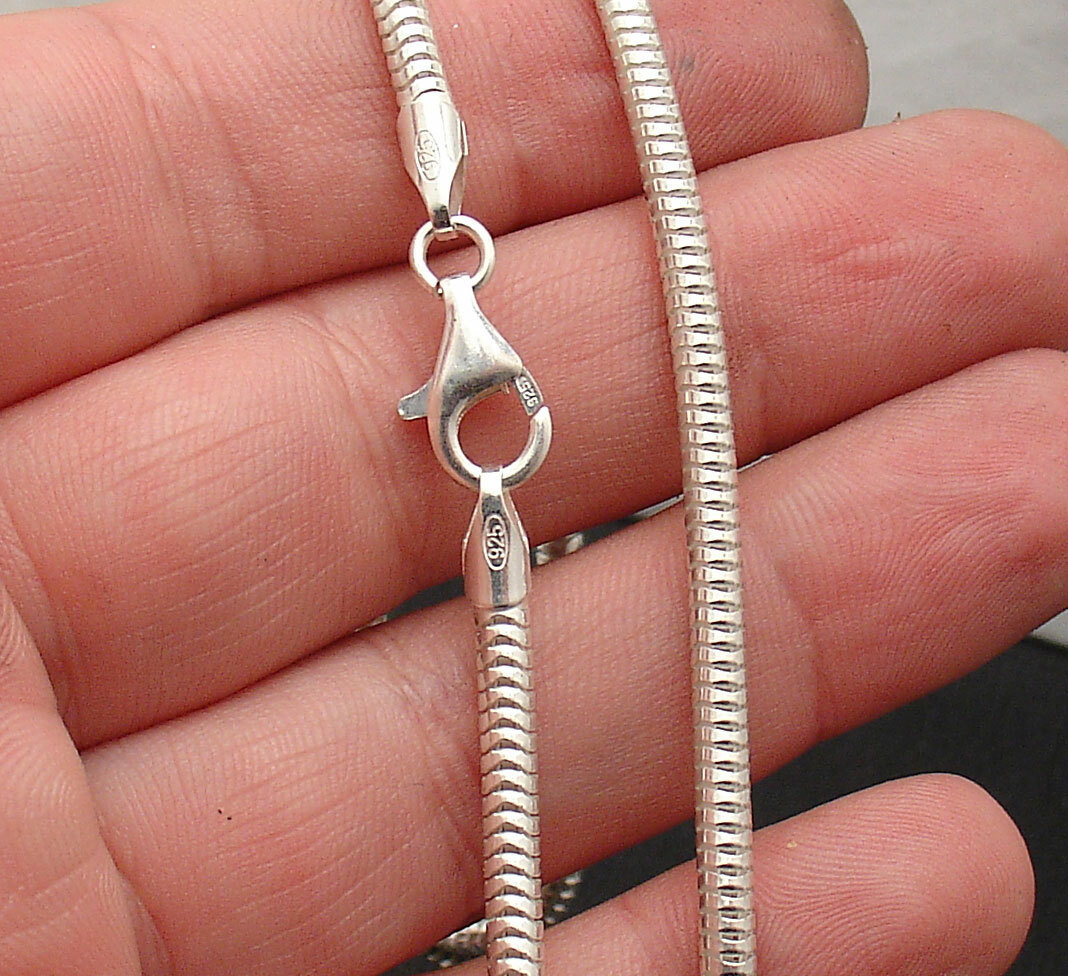 19″ Round Snake Chain Necklace Lobster Lock Real Solid Sterling Silver 925