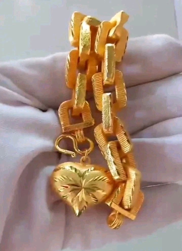 Thai Gold 24k Solid Bracelet Yellow Chain Pendant 5 Baht Jewelry Women 6.5-8 in