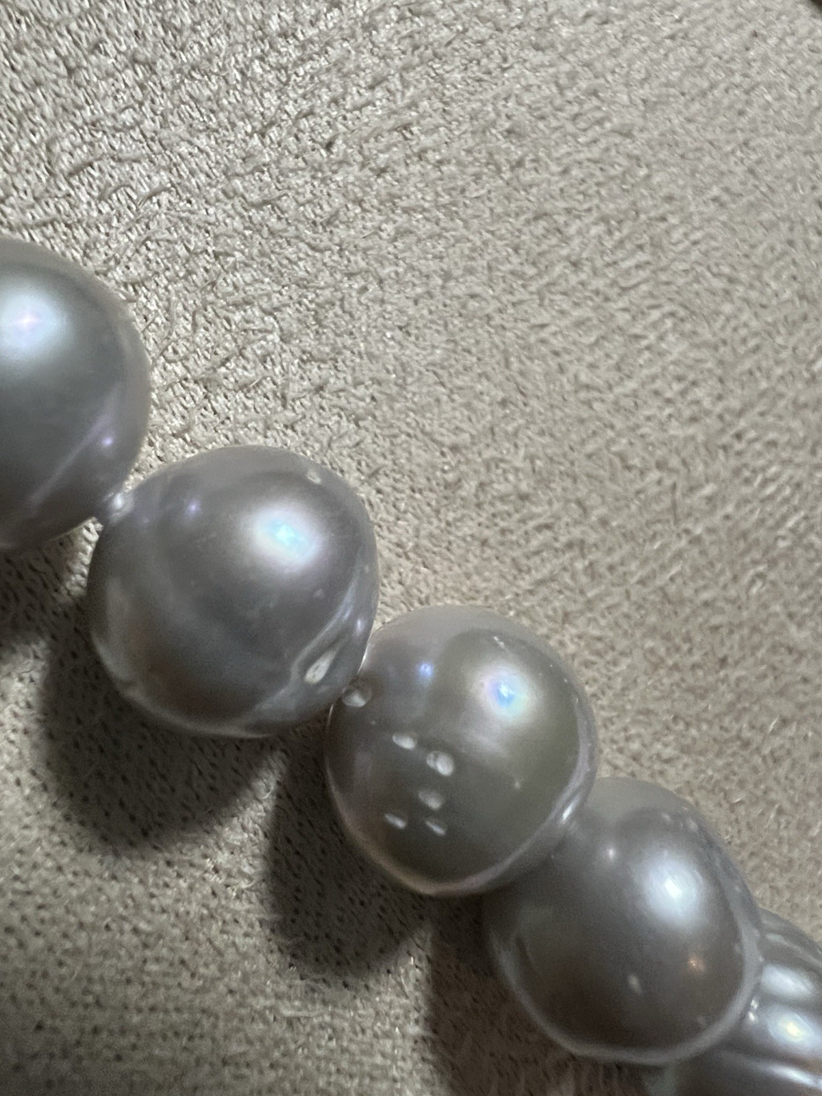 Heavy 100g Vintage OP Grey Pearl Strand Necklace Knotted Sterling Silver 925