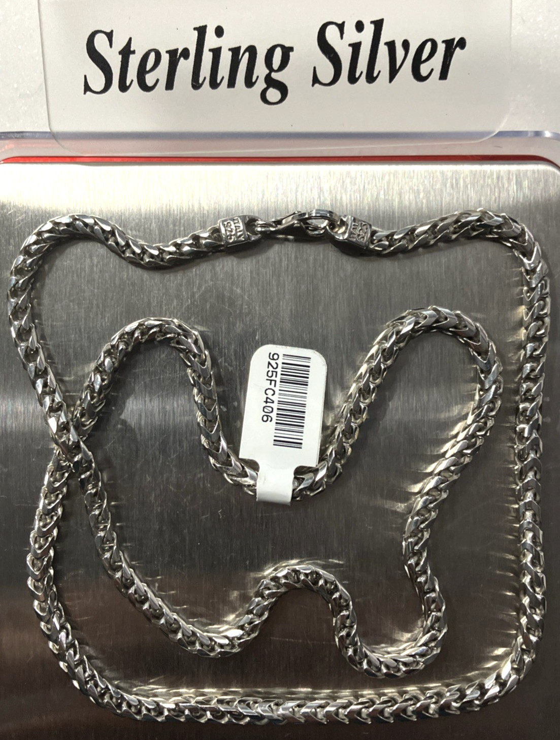 925 Sterling Silver Italy Solid Franco Chain Heavy 40.7grams 4mm 24” New w/ Tag