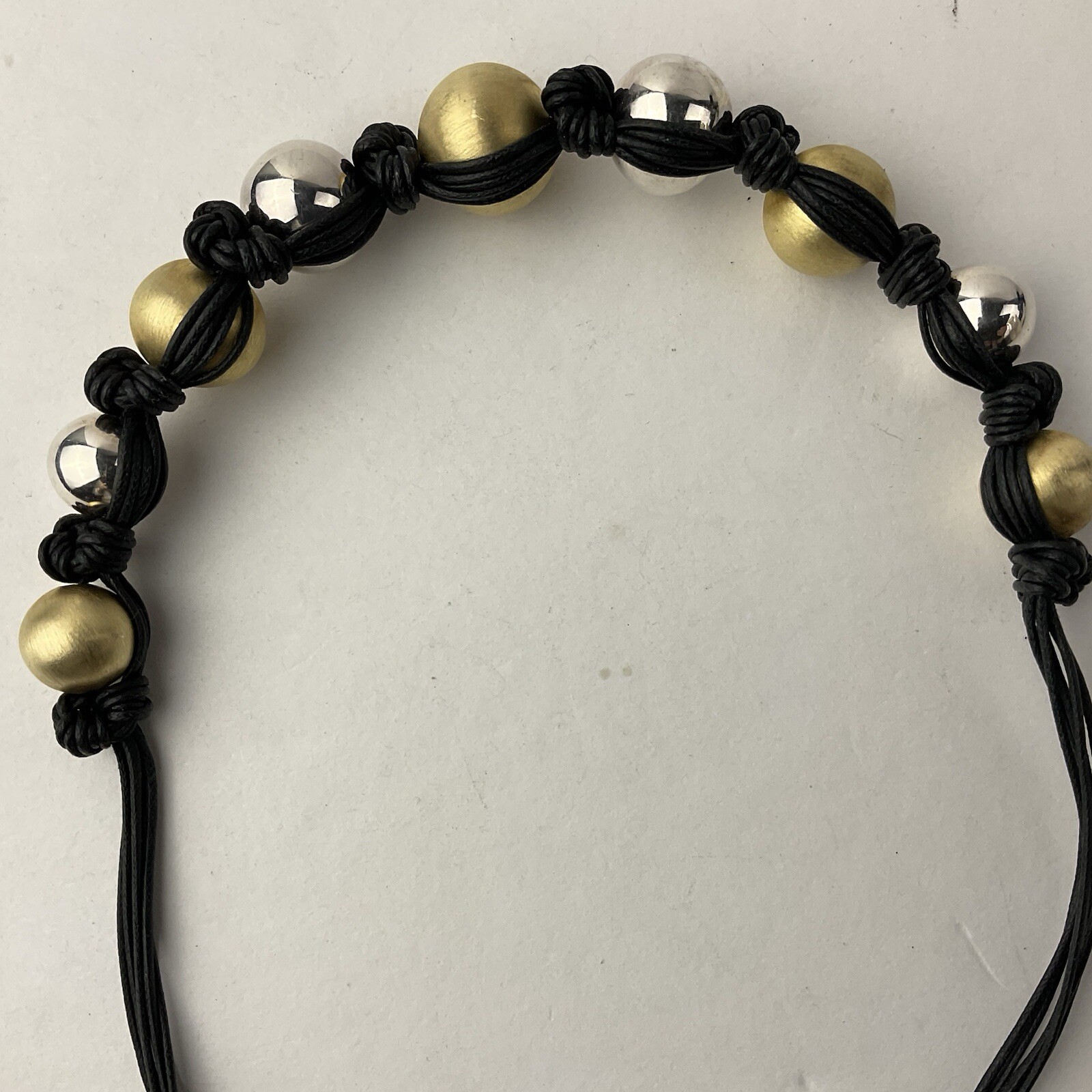 Milor Italy Designer Necklace Sterling & Gold Vermeil Large Ball Beads Knotted