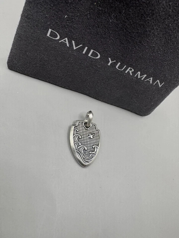 David Yurman Sterling Silver Waves Shield Enhancer Pendant