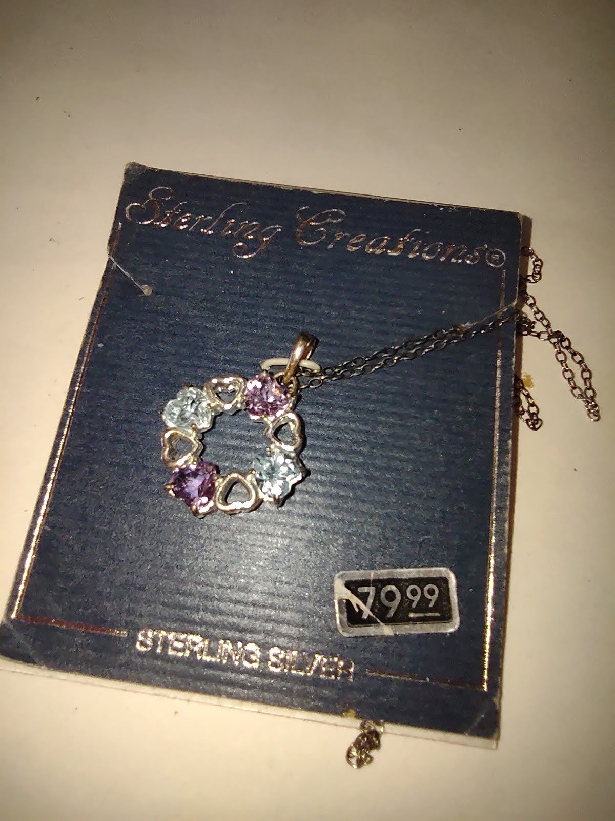 Sterling Creations 925 Sterling Silver Heart Charm Necklace Gift New Vintage
