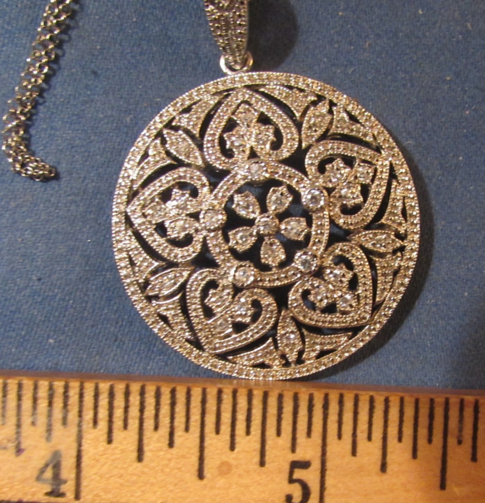 VINTAGE SIGNED D B J STERLING SILVER WITH UNKNOWN STONES PENDANT NECKLACE