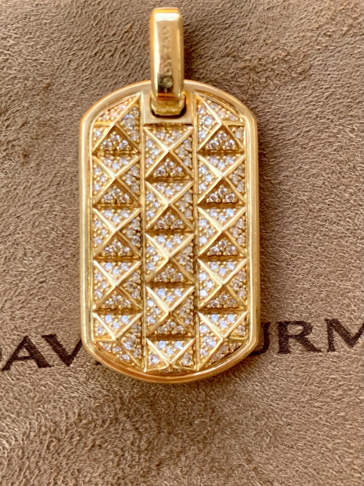 David Yurman 18k Gold Diamond Pyramid Pendant 1.75” $12,500 23.4 Gram