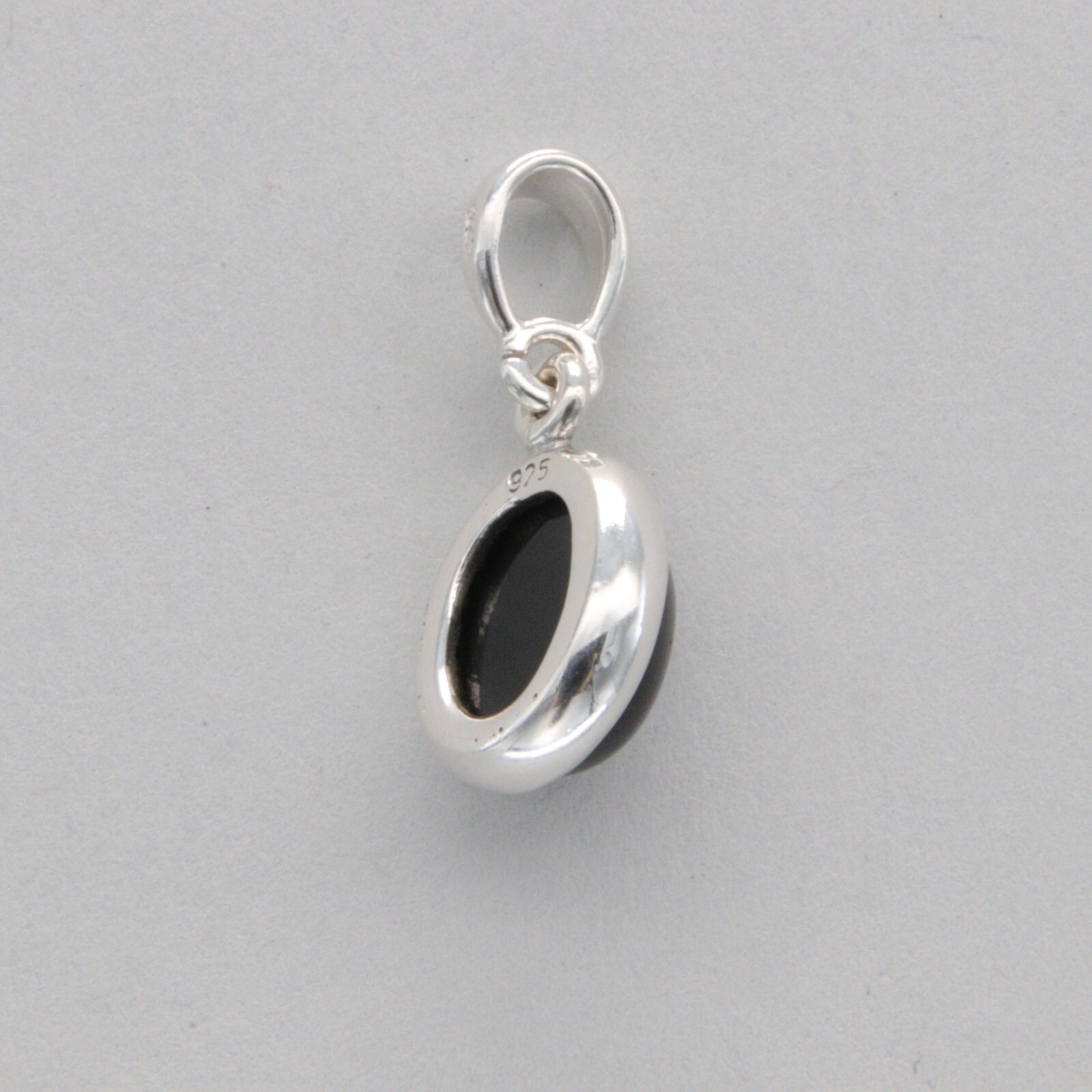 Oval BLACK ONYX Pendant – 925 STERLING SILVER Natural Genuine Gemstone #32e