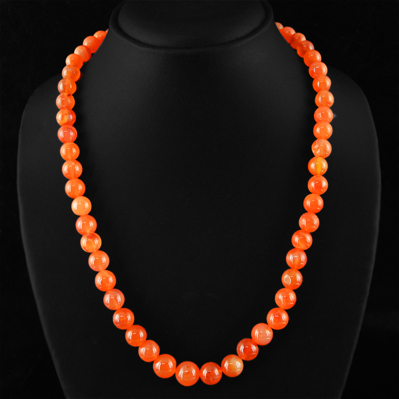 320.00 CTS NATURAL AMAZING RICH ORANGE CARNELIAN ROUND BEADS NECKLACE (RS)