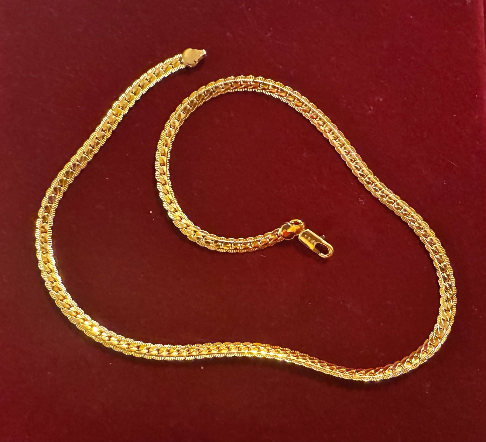 20 Inch Marked 18k Yellow Gold Plated Chain Cuban Chain Link Necklace Jewelry