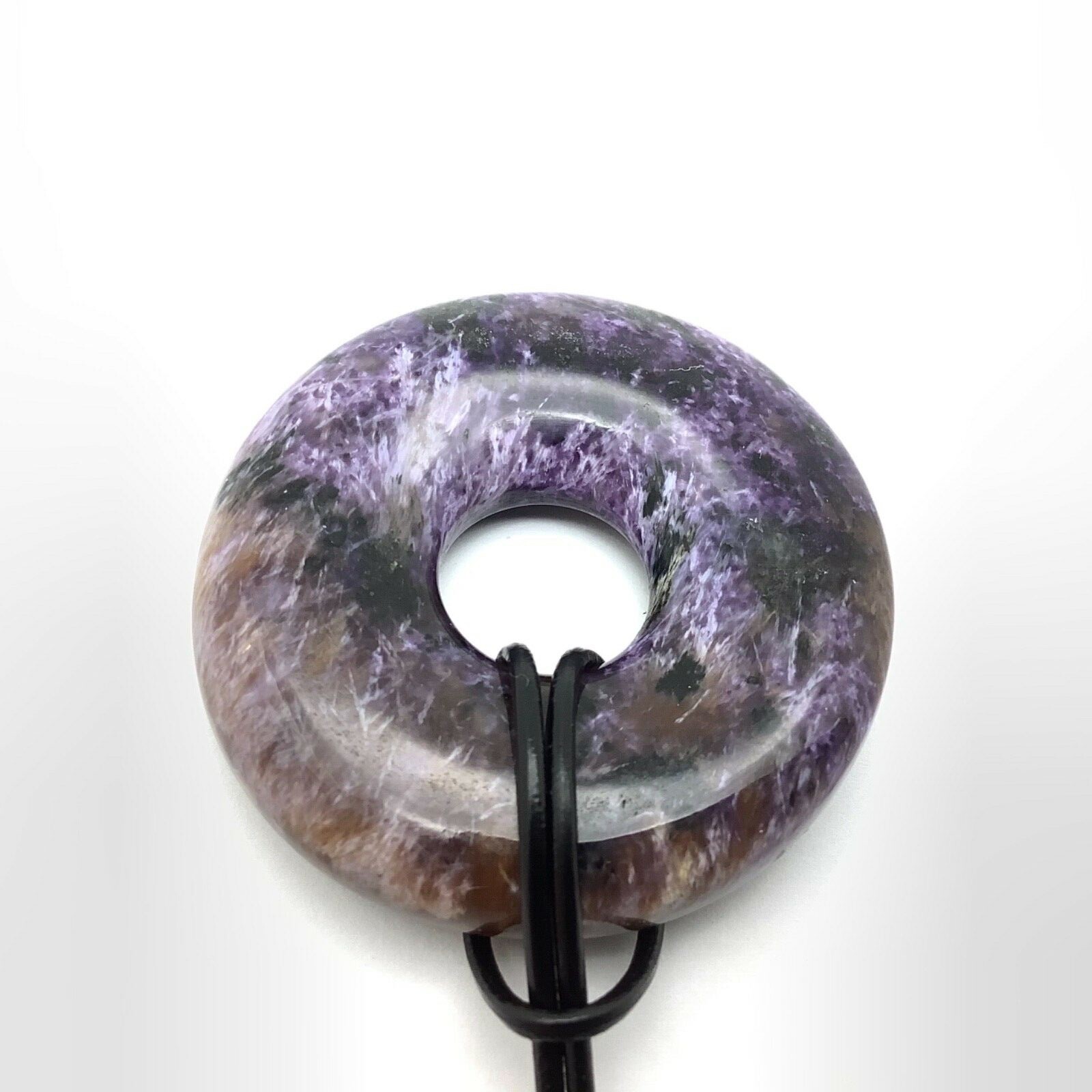 Siberian Charoite Bi Disk Pendant Large & Thick Purple Necklace Siberia 40 mm #9