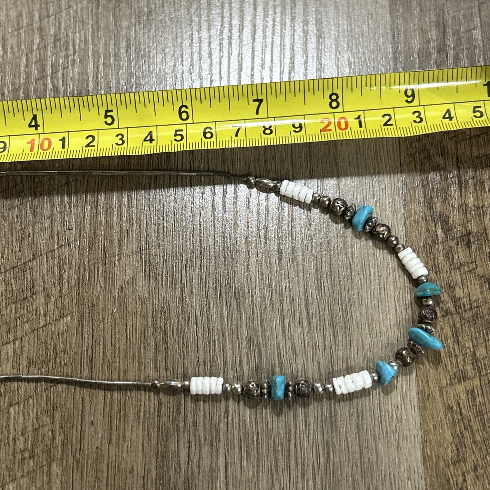 Southwestern Liquid Sterling Silver Necklace Turquoise Nuggets Silver Beads 21”