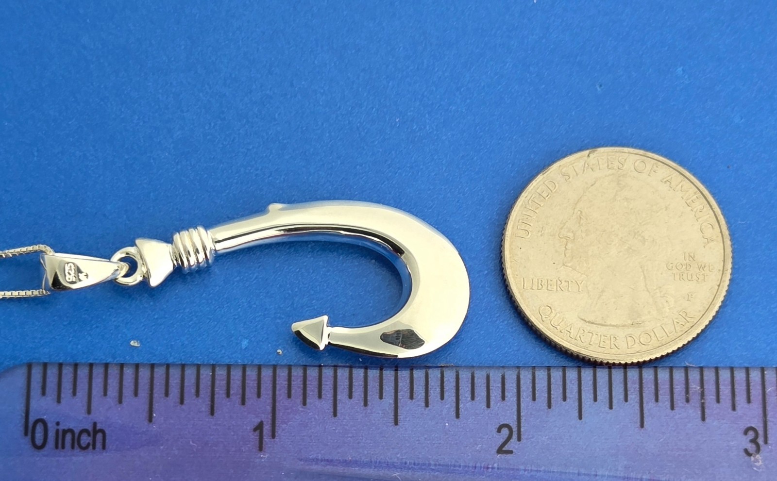 Alamea Fish Hook Pendant, Sterling Silver