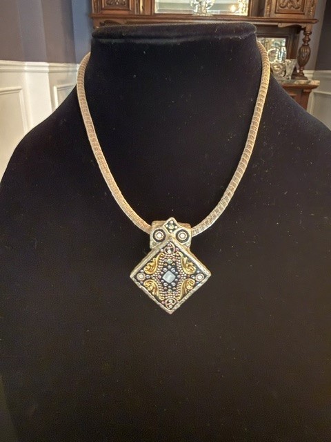Handmade -Jewelry Designer Orit Schatzman-SS Triangle Pendant/Necklace