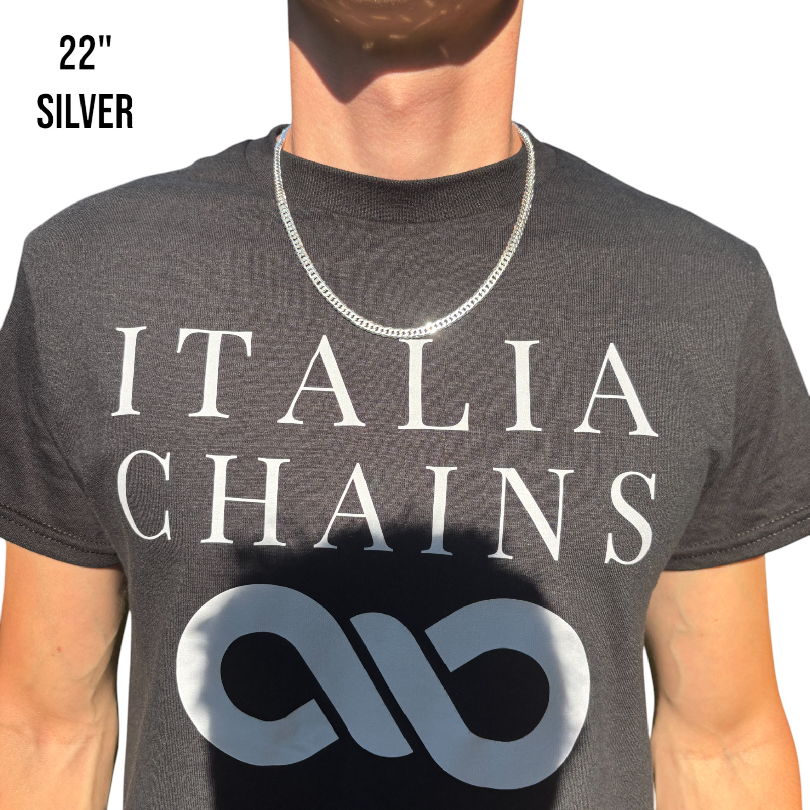 8mm Double Curb Link Chain Necklace – Solid 925 Sterling Silver MADE IN ITALY