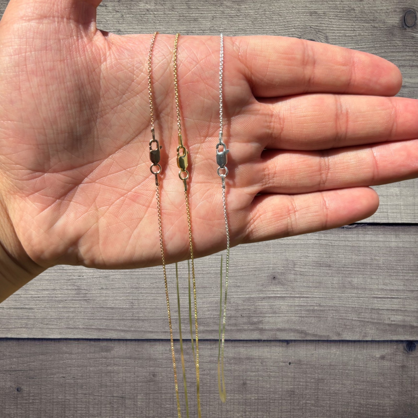 1mm Cable Link Chain – Real Solid 925 Sterling Silver Or 14k Gold/Rose Vermeil