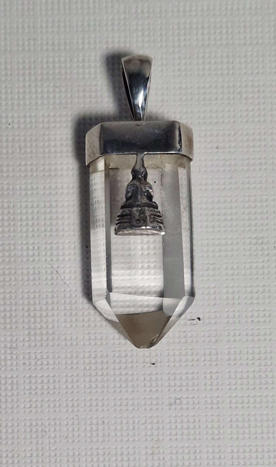 Clear Crystal Point Pendant with Sterling Siiver Bail & Buddha *Wholesale*