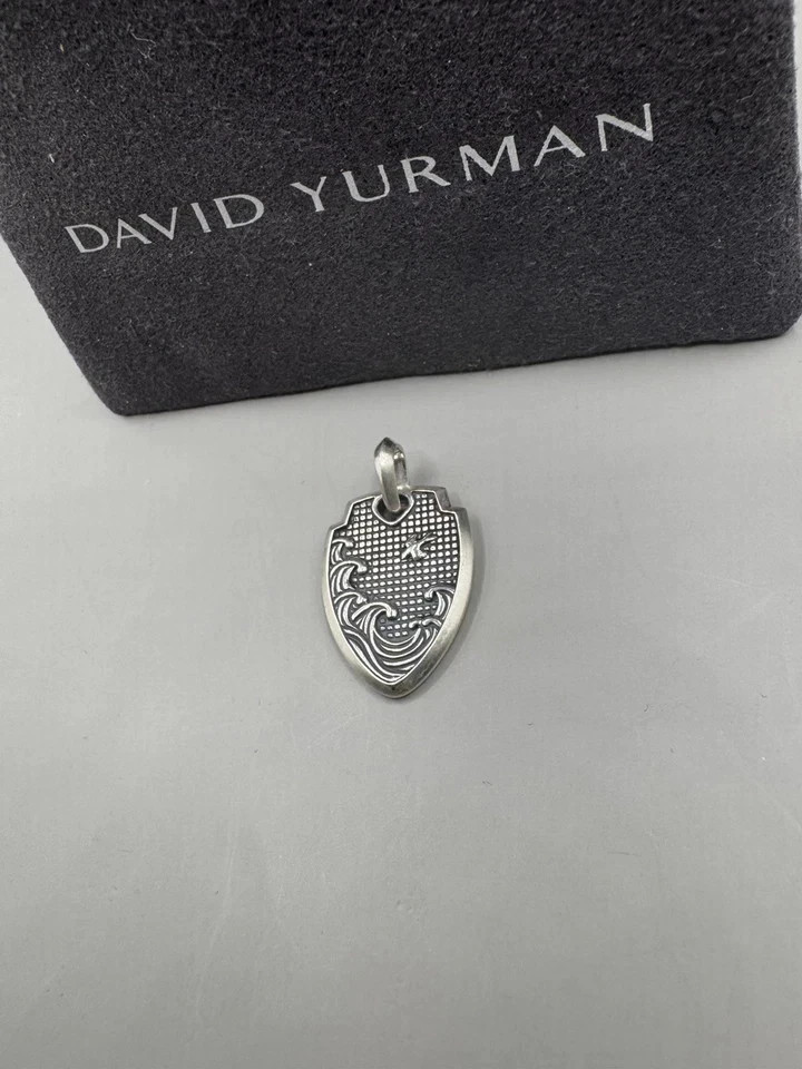 David Yurman Sterling Silver Waves Shield Enhancer Pendant