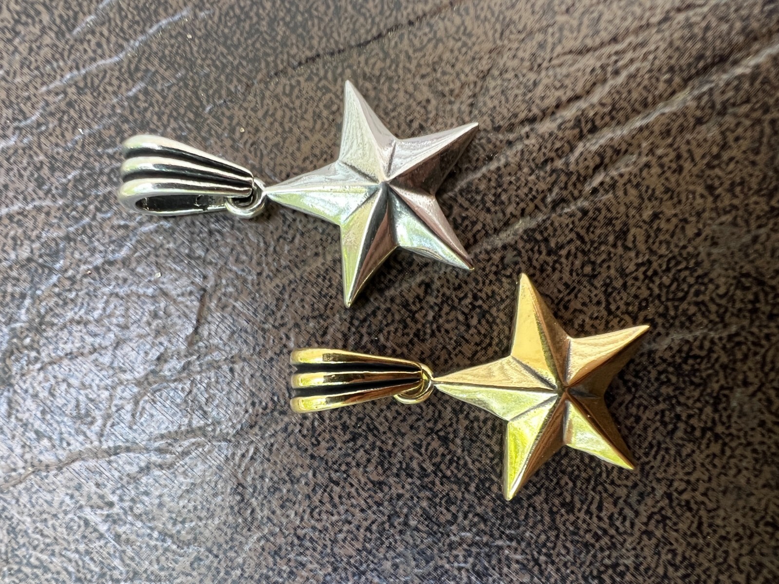 Real 925 Silver / 14k Gold Plated Star Superstar Oxidized Pendant Necklace Charm