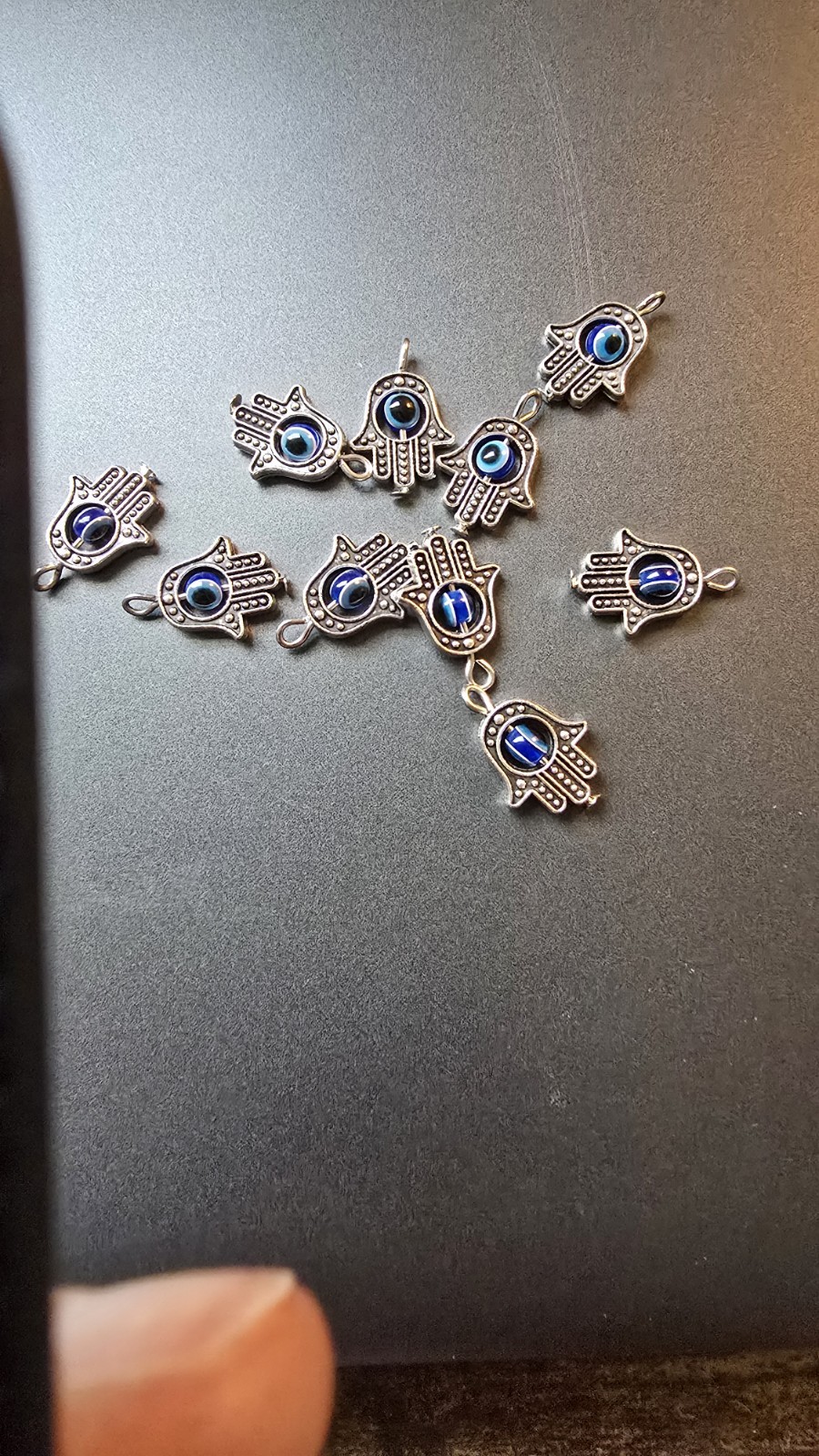 Hamsa pendants 10 Charms silver for keychains, Necklaces ect. USA Seller