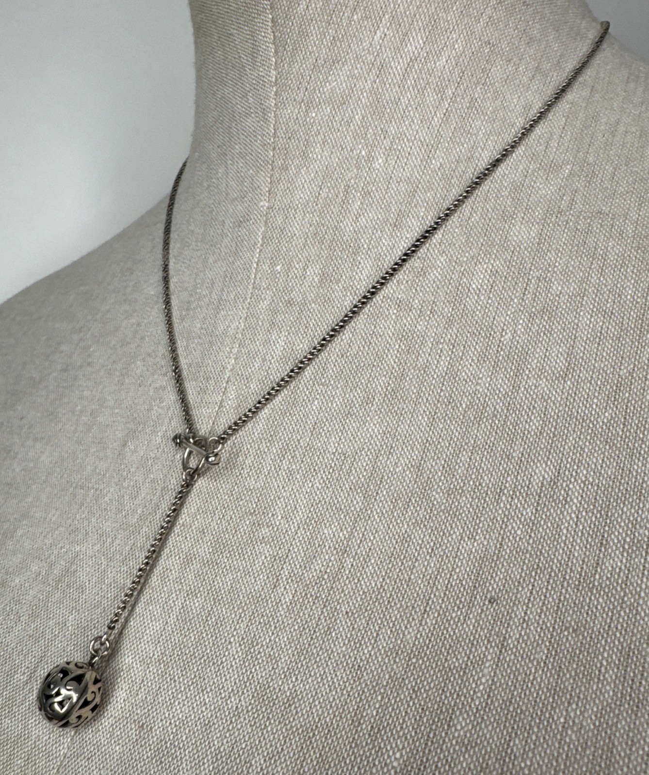 SILPADA N1619 925 Sterling Silver Simple Delight Filigree Ball Toggle Necklace