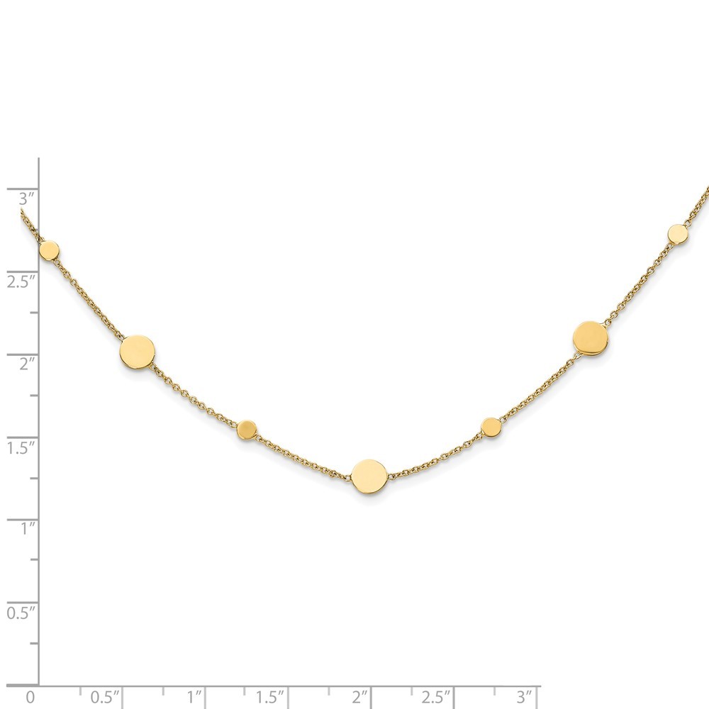 14k Yellow Gold Polished Disc Cable Chain Necklace 18″ Gift for Women