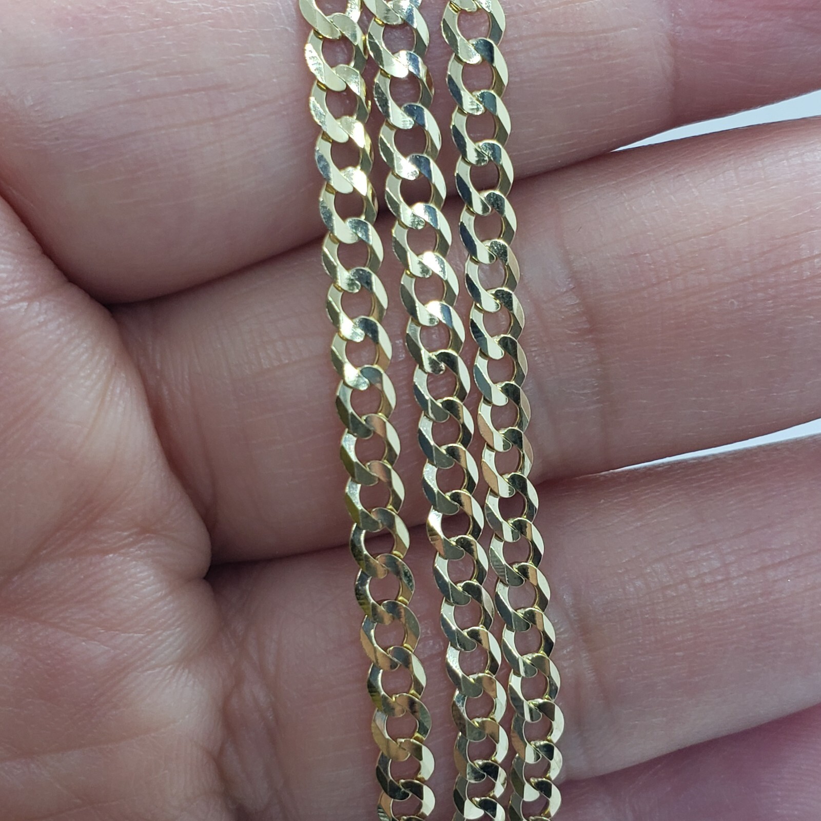 10K Yellow Gold Solid Cuban Link Chain Curb Necklace Bracelet 4mm Size 7″~30″