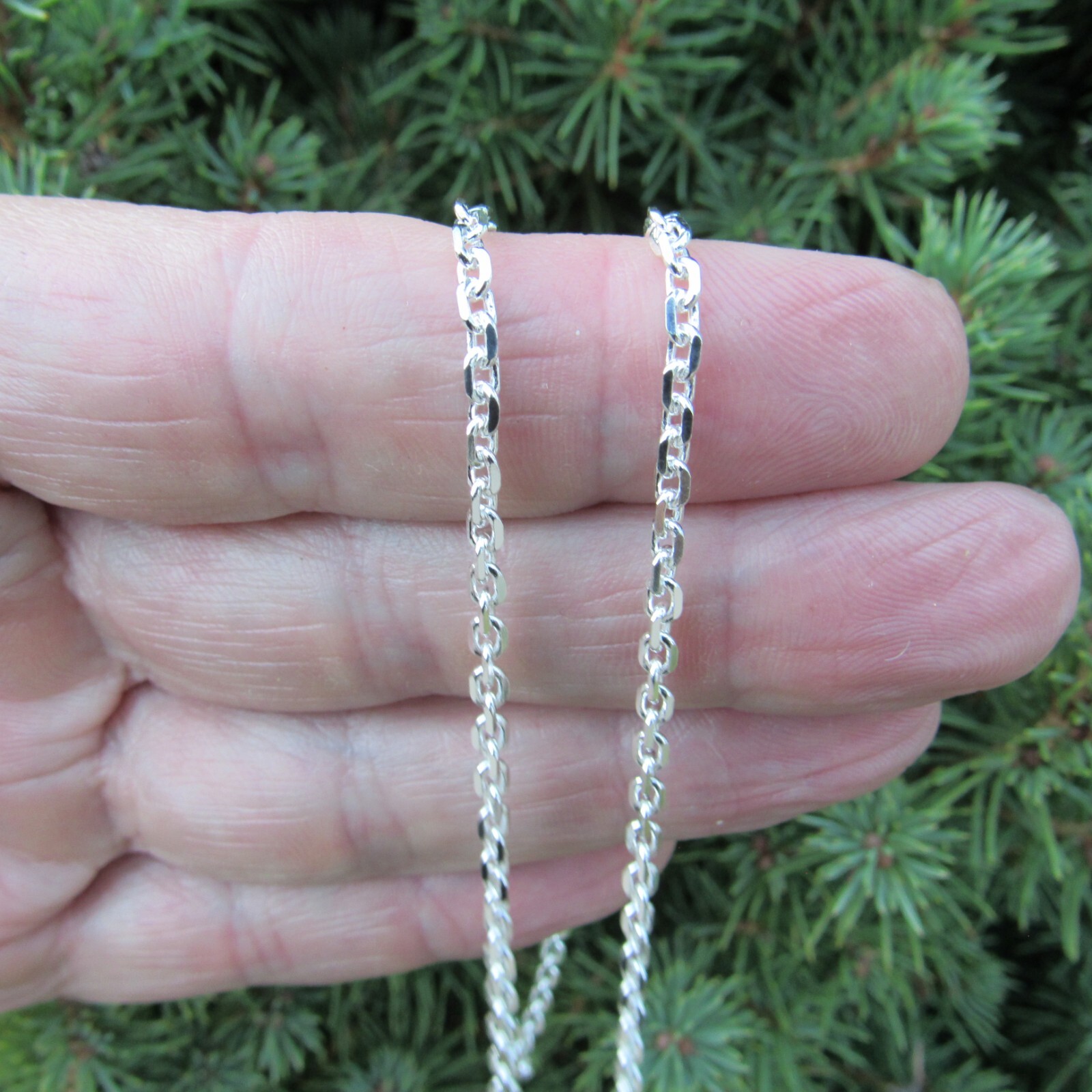 2.7MM Solid 925 Sterling Silver Italian Anchor Link Cable Chain, Made in Italy