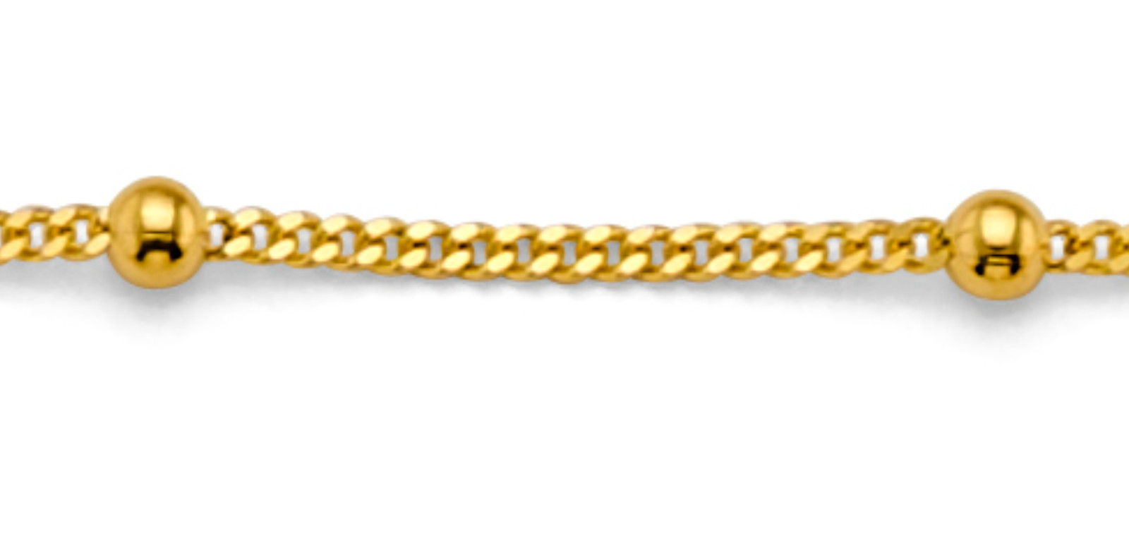 14K Solid Yellow Gold Ball Station Chain Necklace 2mm Dainty Beaded Minimalist
